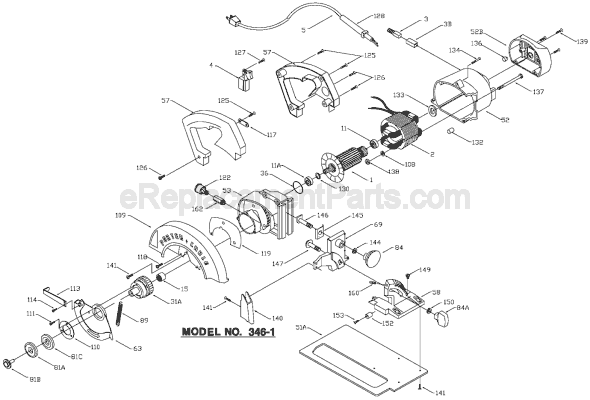 Page A Diagram and Parts List for 346-1 Type 3 Porter Cable Circular Saw